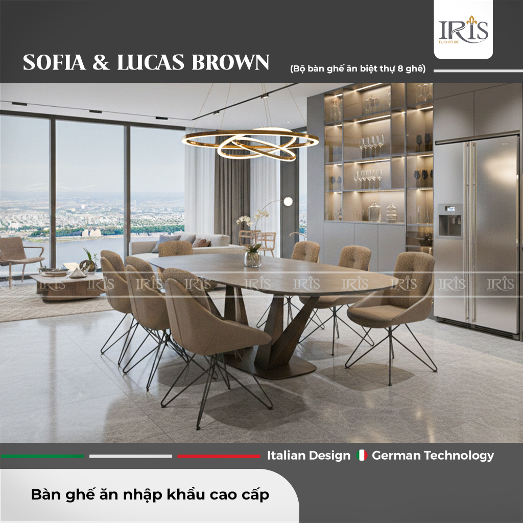 Bàn Ăn Thông Minh Sofia & Ghế Lucas Brown