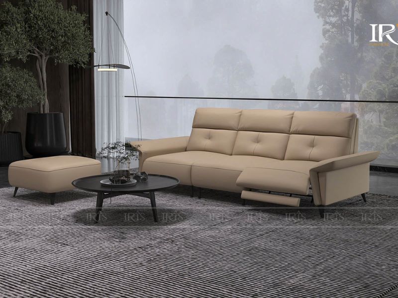 Sofa da IRIS được bọc hoàn toàn bằng chất liệu da thật Ý