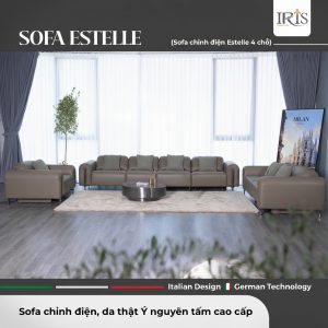Sofa Estelle 4 chỗ da bò thật cao cấp từ Châu Âu