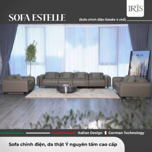 Sofa Estelle 4 chỗ da bò thật cao cấp từ Châu Âu