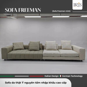 Sofa Freeman màu mint da bò nhập khẩu
