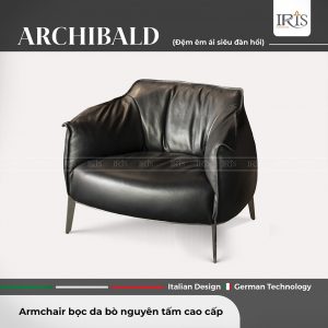 Armchair Archibald Da Bò Top Grain Cao Cấp