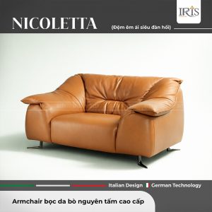 Armchair Nicoletta – Ghế Sofa Đơn Da Bò NAPA Italy Nhập Khẩu