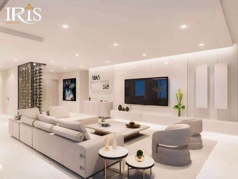 Ánh sáng phòng khách cần ba lớp và nhiệt độ màu phù hợp từng khu vực