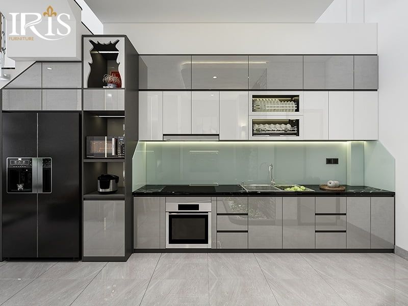 Bếp chữ I phù hợp không gian hẹp nhưng hạn chế di chuyển