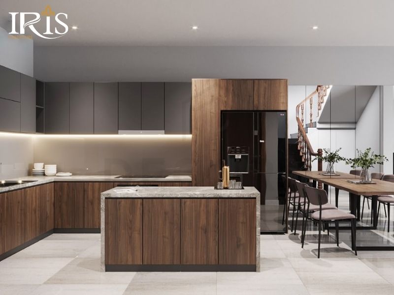 Đảo bếp tăng công năng nấu nướng lưu trữ và tạo không gian tương tác